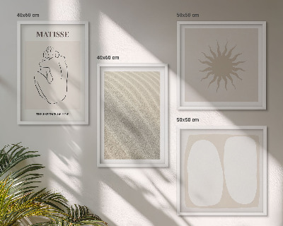Set 4 slik v okvirju Minimalistični peščeni valovi