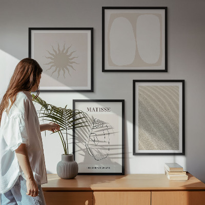 Set 4 slik v okvirju Minimalistični peščeni valovi