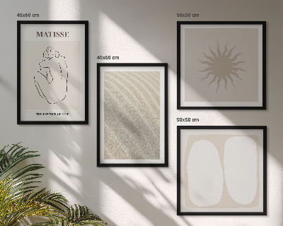 Set 4 slik v okvirju Minimalistični peščeni valovi