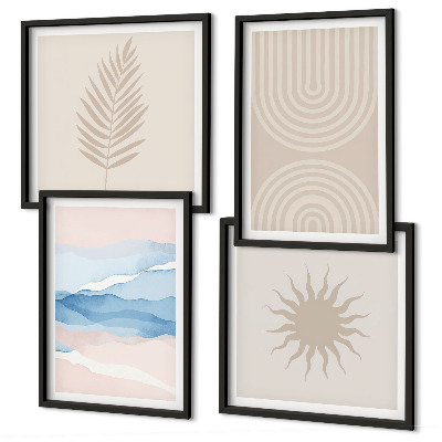 Set 4 slik v okvirju Abstraktne črte sončnih valov