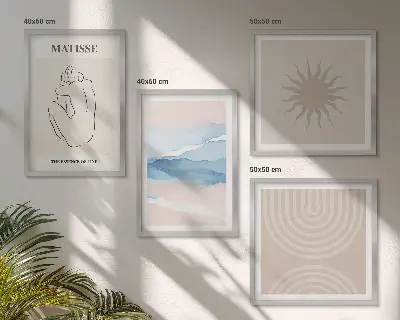 Pripravljena stenska galerija pastelne minimalistične linije valov