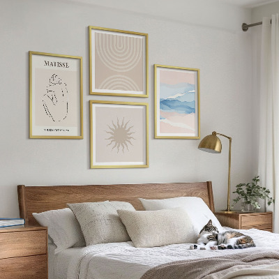 Pripravljena stenska galerija Linije valovi pastelno minimalistično