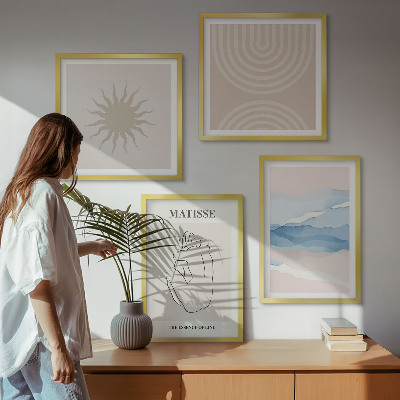 Pripravljena stenska galerija Linije valovi pastelno minimalistično