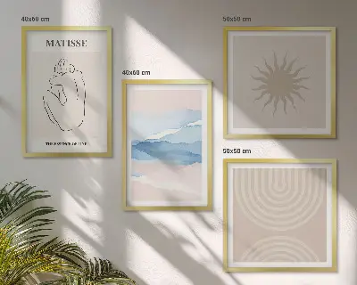 Pripravljena stenska galerija pastelne minimalistične linije valov
