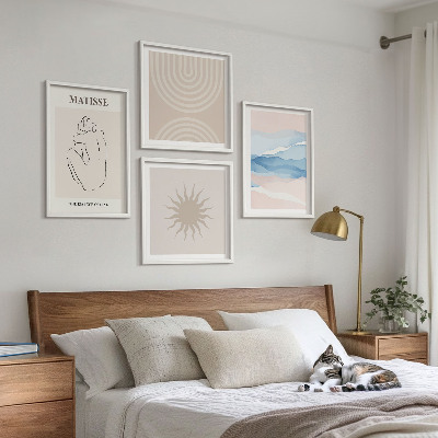Pripravljena stenska galerija Linije valovi pastelno minimalistično