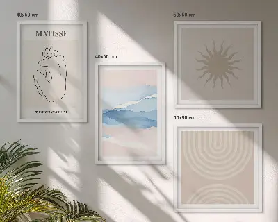 Pripravljena stenska galerija pastelne minimalistične linije valov