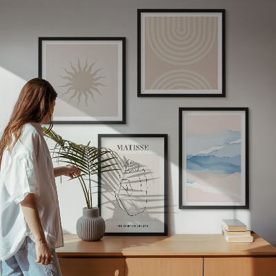 Pripravljena stenska galerija Linije valovi pastelno minimalistično
