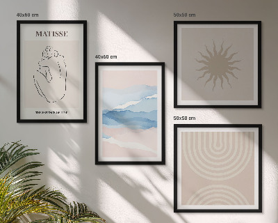 Pripravljena stenska galerija Linije valovi pastelno minimalistično