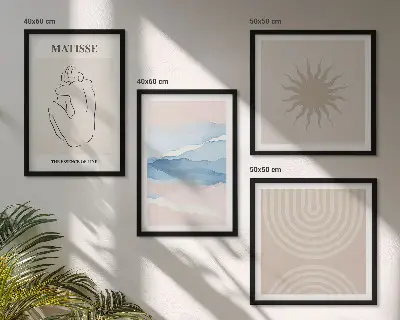 Pripravljena stenska galerija pastelne minimalistične linije valov