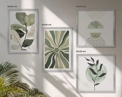 Geometrijske oblike rastlin komplet 4 slik v okvirju