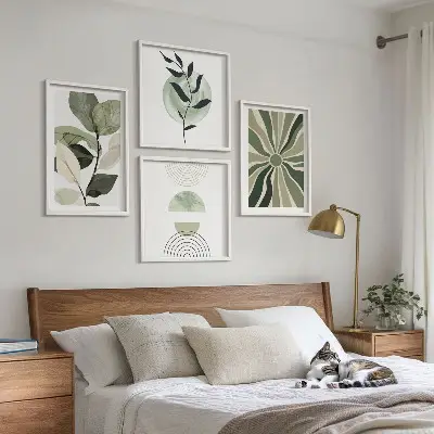 Geometrijske oblike rastlin komplet 4 slik v okvirju
