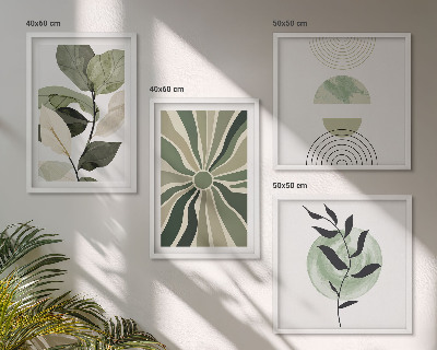Set 4 slik v okvirju Geometrijske oblike rastlin