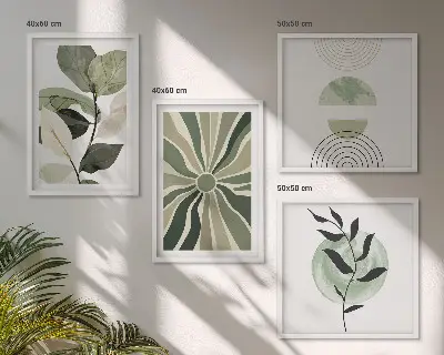 Geometrijske oblike rastlin komplet 4 slik v okvirju