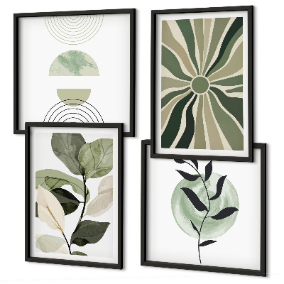 Set 4 slik v okvirju Geometrijske oblike rastlin