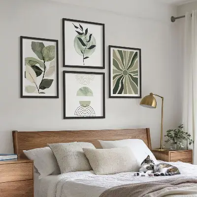 Geometrijske oblike rastlin komplet 4 slik v okvirju