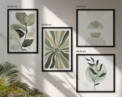Geometrijske oblike rastlin komplet 4 slik v okvirju