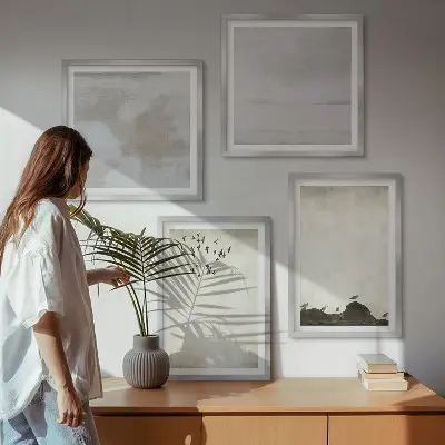 Pripravljena stenska galerija z motivom teksture jate ptic