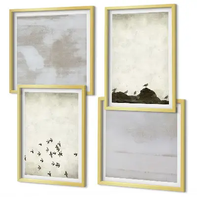Komplet slik Minimalistične ptice v letu nad zofo