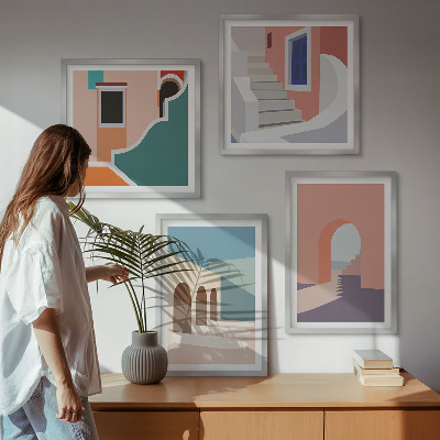 Pripravljena stenska galerija Pastelna minimalistična grafika