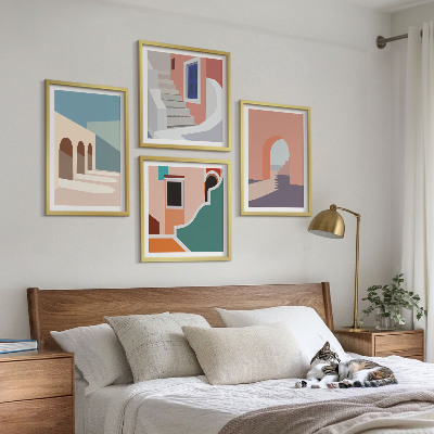 Pripravljena stenska galerija Pastelna minimalistična grafika