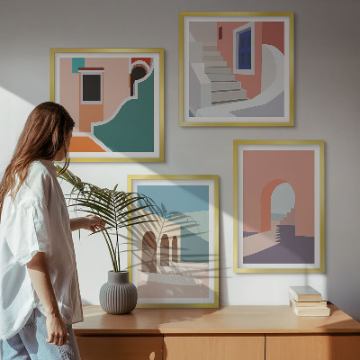 Pripravljena stenska galerija Pastelna minimalistična grafika