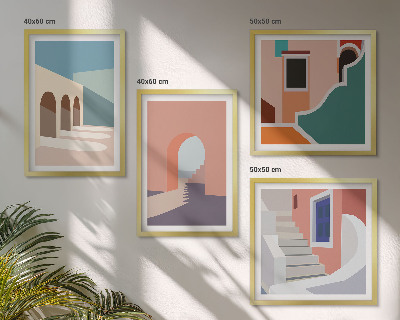 Pripravljena stenska galerija Pastelna minimalistična grafika