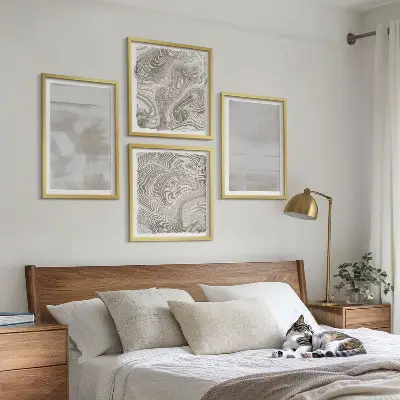 Komplet slik nad kavč z motivom obrabljenih tekstur v sodobnem slogu
