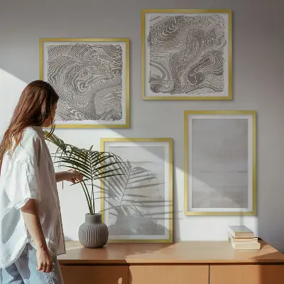 Komplet slik nad kavč z motivom obrabljenih tekstur v sodobnem slogu