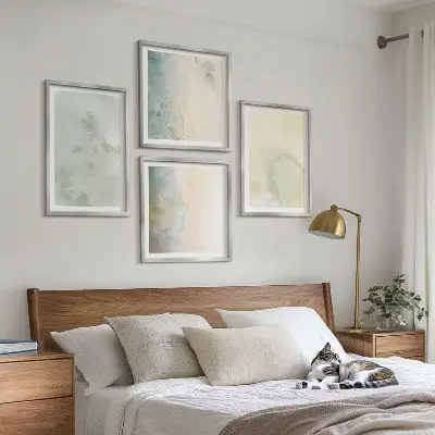 Komplet 4 slik v okvirju z motivom teksture pastelnega akvarelnega platna
