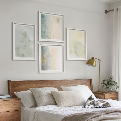 Set 4 slik v okvirju Tekstura pastelnega akvarelnega platna
