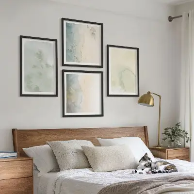 Komplet 4 slik v okvirju z motivom teksture pastelnega akvarelnega platna