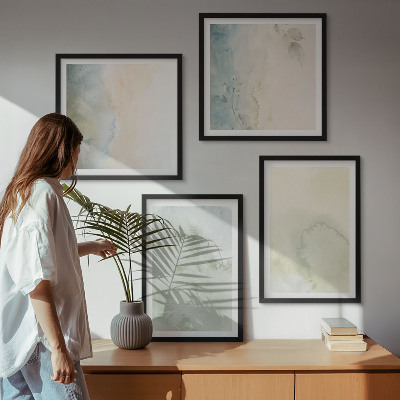 Set 4 slik v okvirju Tekstura pastelnega akvarelnega platna