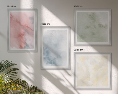 Set 4 slik v okvirju Pastelne barvne akvarele