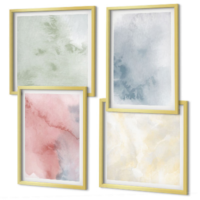 Set 4 slik v okvirju Pastelne barvne akvarele