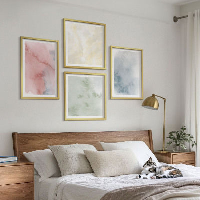 Set 4 slik v okvirju Pastelne barvne akvarele