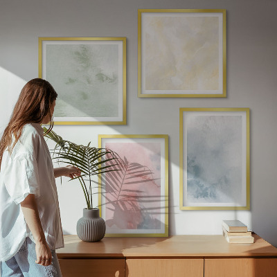 Set 4 slik v okvirju Pastelne barvne akvarele