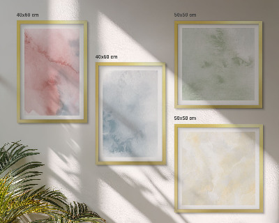 Set 4 slik v okvirju Pastelne barvne akvarele