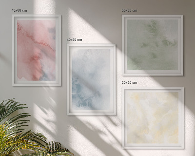 Set 4 slik v okvirju Pastelne barvne akvarele