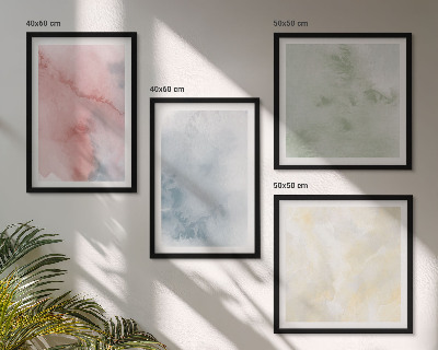 Set 4 slik v okvirju Pastelne barvne akvarele