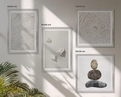 Pripravljena stenska galerija v modernih barvah s peščenimi kamni