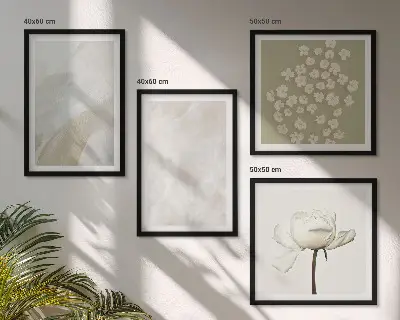 Pripravljena stenska galerija z motivi rož in modnimi boho teksturami