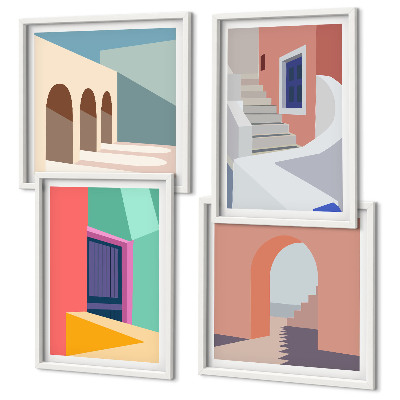 Set 4 slik v okvirju Barvite moderne stavbe