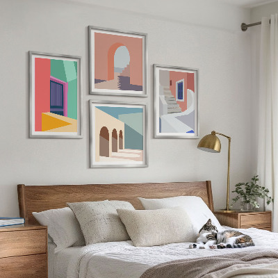 Set 4 slik v okvirju Barvite moderne stavbe