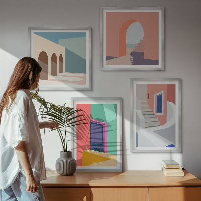 Set 4 slik v okvirju Barvite moderne stavbe