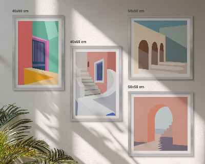Set 4 slik v okvirju Barvite moderne stavbe
