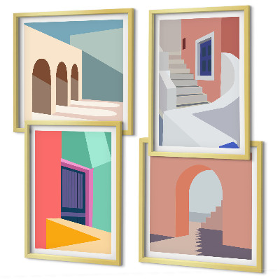 Set 4 slik v okvirju Barvite moderne stavbe