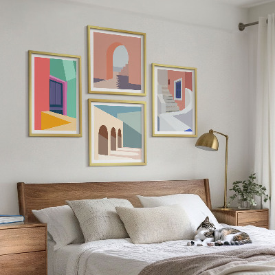 Set 4 slik v okvirju Barvite moderne stavbe
