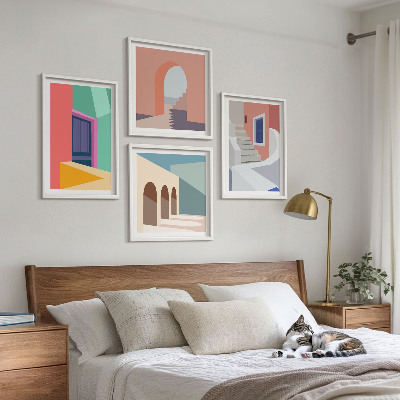 Set 4 slik v okvirju Barvite moderne stavbe