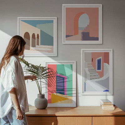 Set 4 slik v okvirju Barvite moderne stavbe