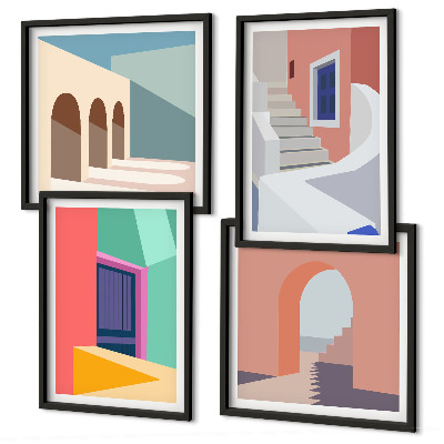 Set 4 slik v okvirju Barvite moderne stavbe